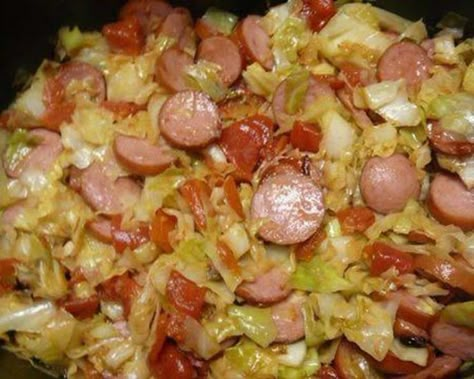 Cabbage, Potato and Smoked Sausage Skillet Recipe - Food.com Cabbage And Smoked Sausage, Sausage Skillet Recipe, Sausage And Cabbage, Kielbasa And Cabbage, Sausage Skillet, Smoked Sausage Recipes, Cabbage And Potatoes, Cabbage And Sausage, Cabbage And Bacon