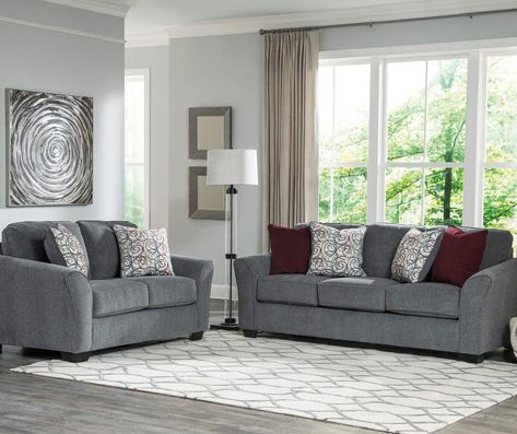 Signature Design by Ashley Idlebrook Living Room Collection  at Big Lots. Big Lots Furniture, Ashley Sofa, Ashley Furniture Living Room, Grey Furniture Living Room, Sofa And Loveseat, Sofa And Loveseat Set, Loveseat Living Room, Room Blue, Grey Furniture