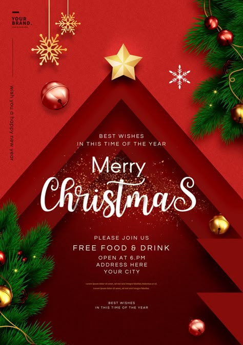 Christmas Brochure Design Ideas, Christmas Tree Poster Design, Merry Christmas Pubmat, Crismas Poster, Poster Christmas Design, Christmas Pubmat, Xmas Poster Design, Christmas Poster Design Graphics, Merry Christmas Graphic Design