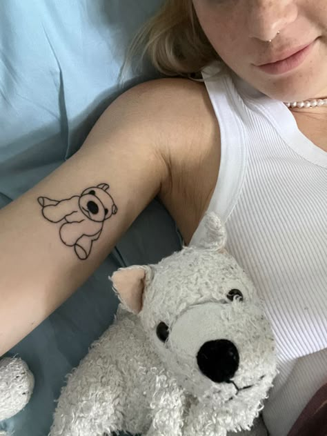 Stuffed animalsimple tattoo Stuffed Animal Tattoo Simple, Stuffed Dog Tattoo, Lamb Stuffed Animal Tattoo, Pillow Pet Tattoo, Dog Stuffed Animal Tattoo, Childhood Stuffed Animal Tattoo, Simple Animal Tattoos, Tattoo Ideas Animals, Stuffed Animal Tattoo