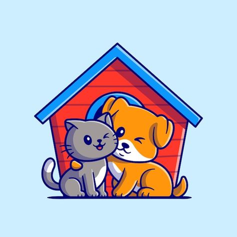 Cute cat and dog cartoon | Free Vector #Freepik #freevector #pup #cute-cat #cute-dog #dog-character Cat And Dog Cartoon, Friend Icon, Cat Dog Cartoon, Labrador Retriever Chocolate, Cute Fat Cats, Friends Illustration, Cute Husky, Dog Cartoon, Friend Cartoon