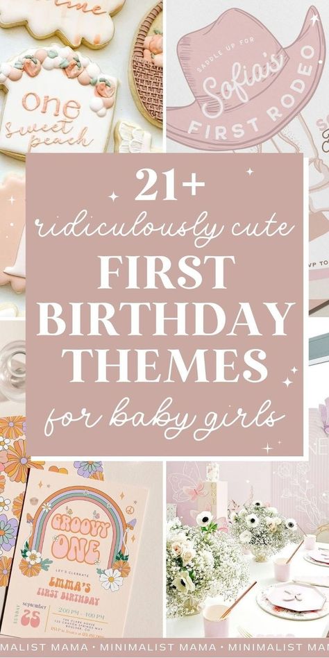 Planning your baby girl's 1st birthday and on the hunt for cute baby first birthday themes? I'm a professional parties writer and *these* are my fav 1st birthday themes girl edition in 2024 - including tons of super cute tips and 1 year birthday party ideas! Celebrating first birthdays is something so precious - and I truly hope these first birthday party themes inspire you! (Pin to your 1st birthday girl party ideas board!) Modern Daisy First Birthday, 1st Year Birthday Theme, One Year Bday Themes, 1st And 2nd Birthday Combined Theme, February Bday Party Ideas, June First Birthday Girl, 1st And 3rd Birthday Combined Themes, Wonderful 1st Birthday Theme, First Birthday Themes For Baby Girl