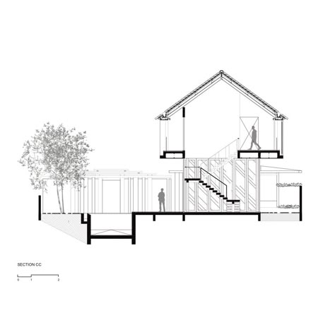 Gallery of DRA House in Bali / D-Associates - 32 Building Section Architecture Drawings, Architecture Section Drawing, Section Sketch, Section Architecture, Roof Section, House In Bali, Section Elevation, Modern Tropical House, Section Drawing