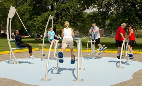 Active Aging Tips: It's time to get moving on outdoor playgrounds for the senior set. Are you ready to help your community purchase health equipment? Outdoor Exercise Equipment, Toddler Playground, Adult Playground, Health Equipment, Playground Set, Outdoor Fitness Equipment, Playground Ideas, Playground Design, Fitness Progress