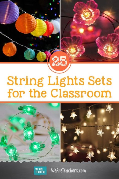 The Best Classroom String Lights Sets You Can Buy on Amazon Using Lights In Classroom, Fun Classroom Lighting, Lights In Classroom Ideas, Lights In Classroom Hanging, Classroom Alternative Lighting, Classroom Ceiling Lights, Lighting For Classroom, Paper Lanterns Classroom Decor, Classroom Twinkle Lights