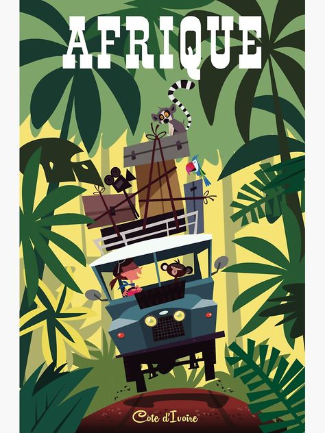 "Afrique safari poster" Sticker by GAGodel | Redbubble Safari Poster, Ski Artwork, Heritage Day, Safari Design, Design Flyers, Ski Art, Retro Artwork, Ski Posters, Time Passing