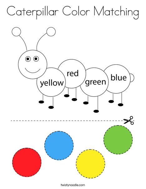 Caterpillar Color Matching Coloring Page - Twisty Noodle Activities For Colors Preschool, English For Preschool, Coloring For Preschool, Color Worksheets For Toddlers, Colors Activity Preschool, Kindergarten Coloring Worksheets, Colors For Kindergarten, Coloring For Kindergarten, My Favorite Color