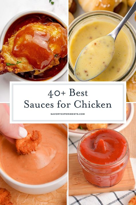 A good sauce can elevate any boring chicken dinner! These Sauces for Chicken will take all of your chicken dishes to the next level! Chicken Sauces Ideas Healthy, Slim Chicken Sauce Recipe, Sauce Ideas For Chicken, Roast Chicken Sauce Recipes, Baked Chicken Sauce Recipes, Sauces That Go With Chicken, Easy Sauce To Put On Chicken, Sauce For Roast Chicken, Good Chicken Sauces