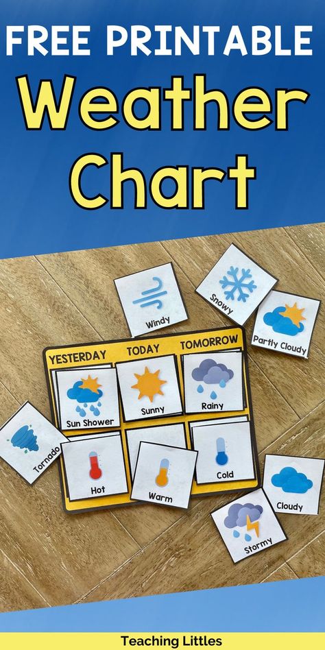 Preschool Weather Theme Free Printables, Weather Calendar Printable, Circle Time Weather Free Printables, Weather Calendar Preschool, Free Printable Weather Chart Preschool, Free Weather Chart Printable, Weather For Preschool Free Printable, Weather Circle Time Preschool, Weather Pictures For Kids Free Printable