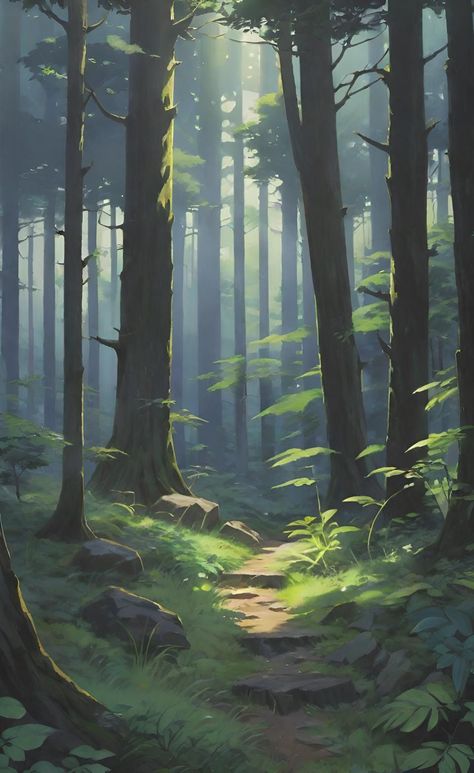 How To Draw Forest Digital, Simple Nature Background Drawing, Dense Forest Drawing, Woods Illustration Forests, Woods Concept Art, How To Draw A Forest, Magical Forest Drawing, Stormtrooper Wallpapers, Forest Drawing With Animals