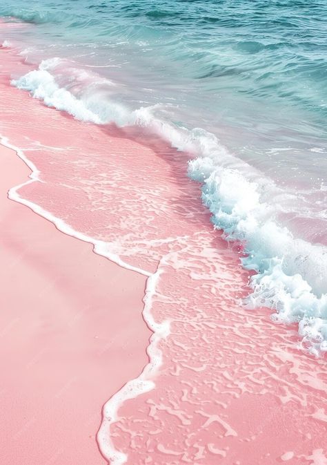 Premium Photo | Pink sand waves Pink Sand Aesthetic, Pinky Photos, Cute Pink Posters, Pink Ocean Aesthetic, Pink Aesthetic Beach, Pink Beach Wallpaper, Pink Sand Beach Bahamas, Pink Beach Aesthetic, Pink Summer Aesthetic