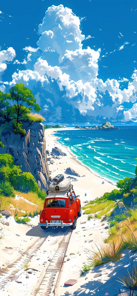 Beach Iphone Wallpaper, Artistic Wallpaper, Dreamy Artwork, Ghibli Artwork, Art Gallery Wallpaper, Cool Wallpapers Art, Beautiful Landscape Wallpaper, Fantasy Art Landscapes, Dreamy Art