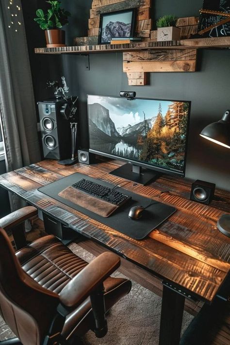 Office Decorating Ideas For Work, Most Pinned, Game Setup, Organizational Tips, Computer Desk Setup, Home Studio Setup, Office Decorating, Setup Ideas, Computer Room