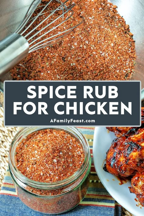 Spice Rub for Chicken - A Family Feast Best Dry Rub For Chicken, Spice For Chicken, Chicken Spice Rub Recipes, Homemade Chicken Rub, Seasoning Blend For Chicken, Spice Mix For Chicken, Roasted Chicken Rub, Wet Rub For Chicken, All Purpose Chicken Seasoning