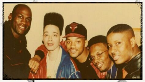 MJ, Kid, Will, Jazzy, and Play Michael Jordan Kids, 90s Hollywood, Jazzy Jeff, After Earth, Kid N Play, Mode Hip Hop, Hip Hop Classics, Hollywood Vintage, Willow Smith