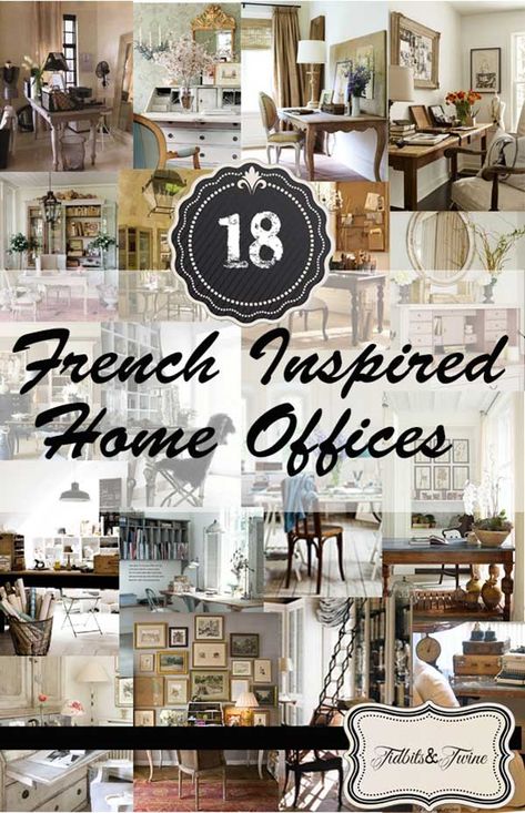 Do you have a favorite?  18 Fabulous, French-Inspired Home Offices Home Office Decor For Women Shabby Chic, French Country Home Office Ideas, Shabby Chic Home Office, French Provincial Office, French Style Office, French Country Office Decor, French Country Office, French Country Desk, French Office