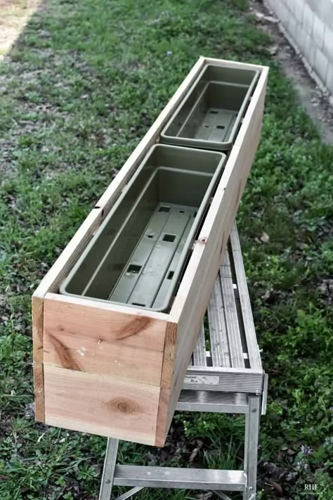 DIY Simple Window Box Planter Diy Window Box Planter, Diy Window Box, Cedar Window Boxes, Window Boxes Diy, Window Planter, Cedar Planter Box, Boxes Diy, Cedar Planters, Window Box Flowers