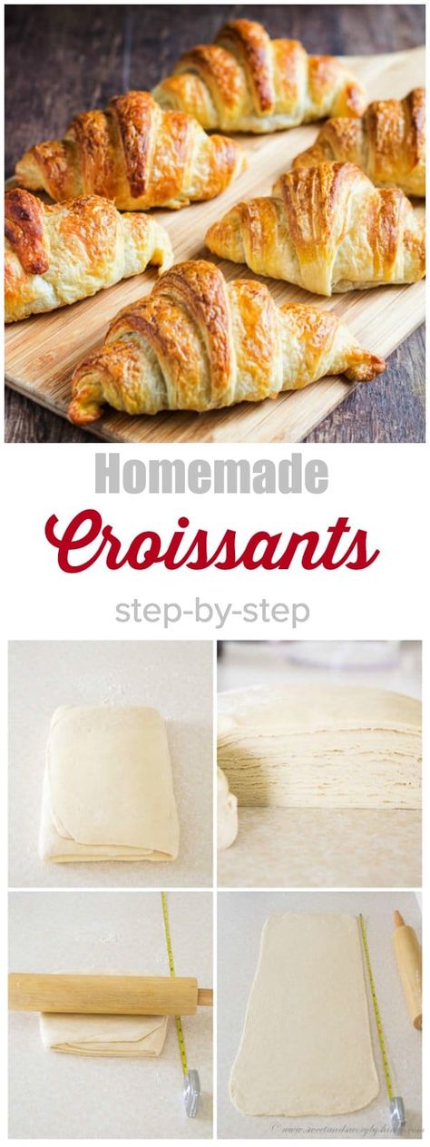 Buttery homemade croissants aren't as hard as you may thing. Yes, it takes a little bit of elbow grease, but nothing you can't do. And the result is so worth it! Making Croissants, Croissants Recipe, Butter Croissant, Homemade Croissants, Jo Cooks, Croissant Recipe, Boutique Chic, Homemade Butter, Breads And Rolls