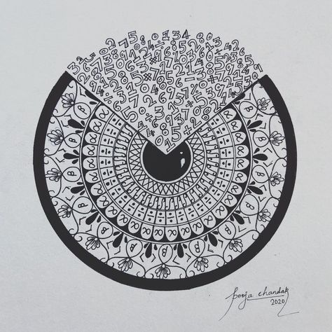 Pooja | Art & craft enthusiast on Instagram: “Mathematical mandala How many mathematical symbols or numbers you can spot? Entry for the December Mandala Contest #mandalacontest2020…” Rangoli Drawing, Mathematical Shapes, Maths Project, Mathematics Art, Front Page Design, Mandala Art Therapy, Illustration Art Design, Mandala Art Lesson, Math Projects