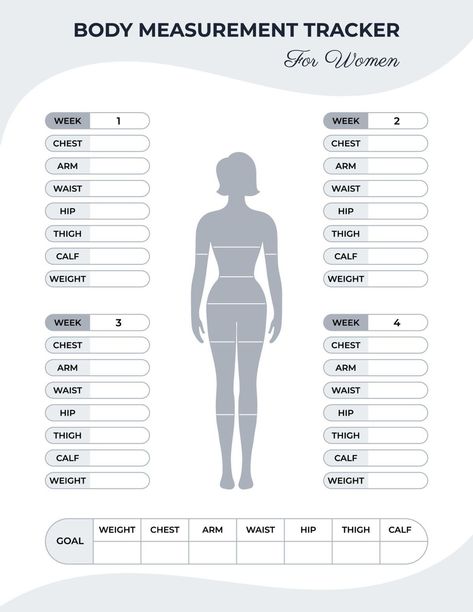 Body Mesurment Chart Women, Body Measurements Chart Printable, Gym Workouts Plan, Average Weight Chart, Self Reinvention, Journal Tracker Ideas, Workouts Plan, Measurement Tracker, Fitness Planner Free