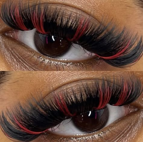 Peekaboo Color Lash Extensions, White Eyelash Extensions, Red Lash Extensions, Pink Lash Extensions, Prom Lashes, Willow Star, Red Lashes, Colored Lash Extensions, Color Eyelashes