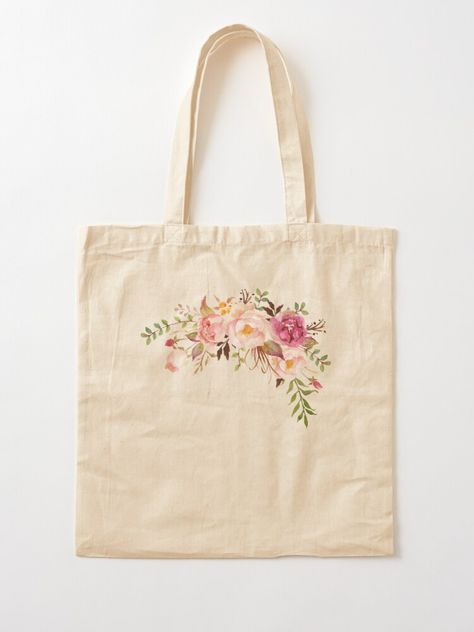 Handpainted Tote Bags, Sewing Videos, Flowers Tote, Best Tote Bags, Painted Tote, Girls Tote, Art Tote Bag, Pink Floral Pattern, Bag Ideas