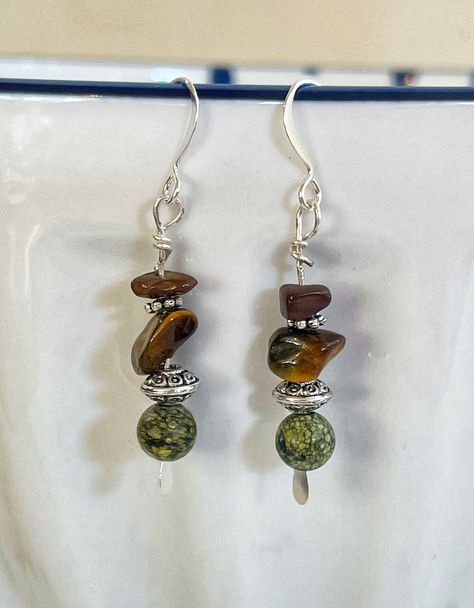 Excited to share this item from my #etsy shop: Silver Jade Stone Tiger’s Eye Dangle Earrings, Gemstone Jewelry, Jewellery For Her, Boho Jewelry, Dangly Earrings, Earthy Magic Bohemian Earthy Earrings, Earrings Gemstone, Chip Beads, Bohemian Earrings, Dangly Earrings, Jade Stone, Jewelry For Her, Tigers Eye, Tiger's Eye