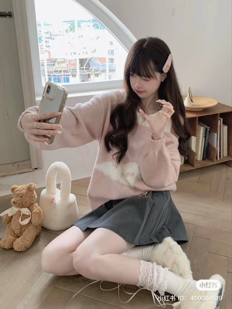 Korean Outfit Girl, Cute Girlie Outfit, Girly Korean, Soft Pink Outfit Korean, Coquette Korean Outfits, Korean Outfits Pink, Korean Girly Girl Outfits, K Outfits, Princess Y2k Aesthetic