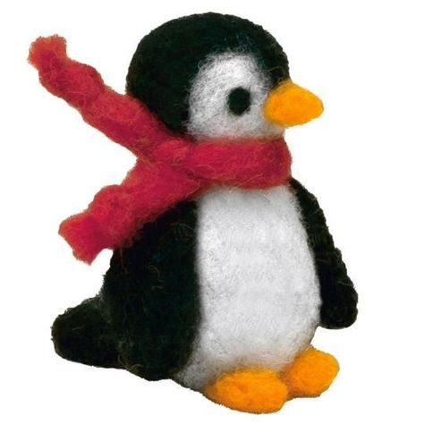 Create this adorable felted penguin using simple freeform needle felting techniques. Needle Felted Animals Christmas, Needle Felted Snowmen, Mini Needle Felting, Diy Felt Animals, Felting Diy, Felted Projects, Felt Penguin, Felted Christmas, Needle Felting Diy