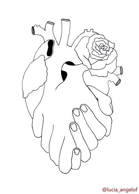 Loving Hands Drawing, Heart Drawing With Hands, Connected Hearts Drawing, Love Symbolism Art, Drawings Representing Love, Rose And Heart Drawing, Outline Sketches Line Drawings, Finger Hearts Drawing, Symbols Of Love Art Ideas