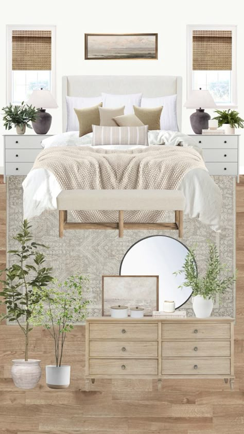 Modern Timeless Bedroom, Bedroom Cream Furniture, Traditional Transitional Bedroom, How To Match Bedroom Furniture, Mix Furniture Styles Bedroom, Mix Bedroom Furniture Ideas, Guest Bedroom Mood Board, Mixed Bedroom Furniture Ideas, Bedroom Sets Furniture Modern