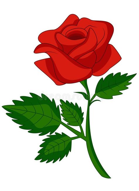 Red rose cartoon vector illustration Rose Cartoon Drawing, Red Flower Drawing, Red Flower Illustration, Stiker Aestetic, Red Rose Drawing, Rose Cartoon, Flowers Icon, Rosé Cartoon, Flower Vector Art