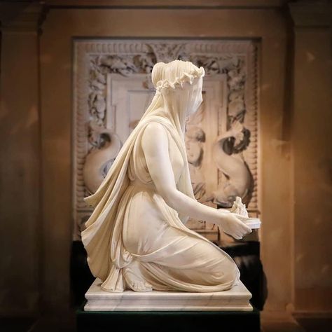 Veiled Vestal Virgin - Raffaele Monti, Chatsworth House Collection #sculpture #fineart #greekmythology #hestia Veiled Vestal Virgin, Veiled Vestal, Ancient Rome Aesthetic, Greek Goddess Aesthetic, Statue Drawing, Sculpture Reference, Realistic Wishlist, Vestal Virgin, Italian Statues