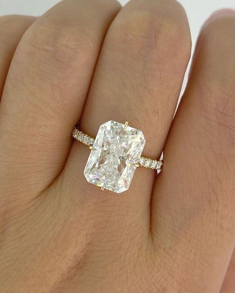 Radiant Hidden Halo Engagement Ring, Radiant Cut Moissanite Ring, Radiant Engagement Ring, Radiant Cut Moissanite Engagement Ring, Bridesmaid Ring, Radiant Cut Rings, Radiant Moissanite, 14k Gold Wedding Ring, Radiant Engagement