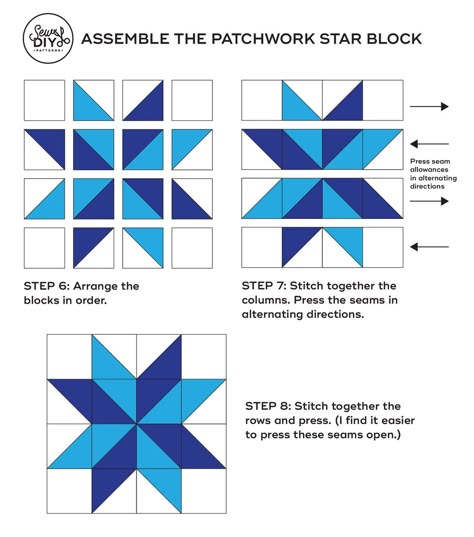 Beginner Patchwork Projects, Quilt Star Blocks Pattern, Pinwheel Blocks Quilt, Star Patchwork Blocks, Hst Star Quilt, Easy Star Quilt Pattern, Star Block Quilt Patterns, Star Blocks For Quilts, Patchwork Blocks Pattern