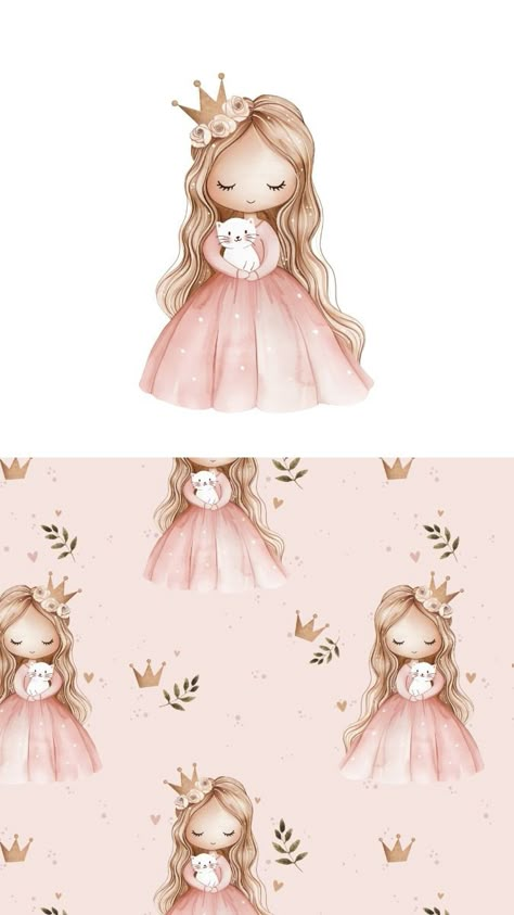 Princess Png, Princess Pattern, Princess Illustration, Baby Scrapbook Album, Baby Print Art, Cozy Baby Room, Princess Design, Idee Cricut, Iphone Wallpaper Hipster