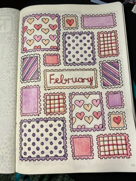 February Book Journal Spread, February Journal Cover Page, Cover Of Journal Ideas, Jornal Idea February, February Book Journal, February Reading Journal, December Journal Spread, February Journal Page, Cover Page Journal Ideas