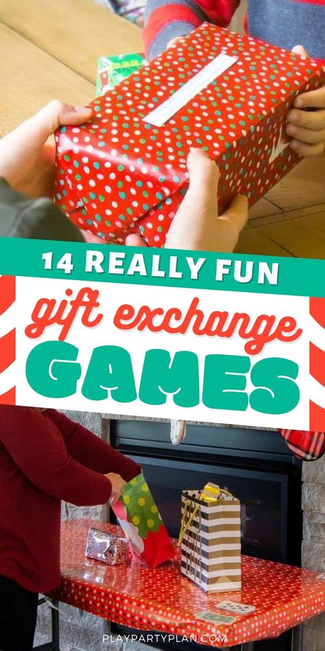 The best gift exchange games for your next Christmas party! Everything from dice games to left right games, and more! Fun Christmas Gift Games For Family, Prizes For Family Game Night, Rob Your Neighbor Game Ideas, Christmas Game Gift Exchange, Christmas Present Games Family, Christmas Gifts Games, White Elephant Alternatives, Game For Gift Exchange, Sock Game For Christmas