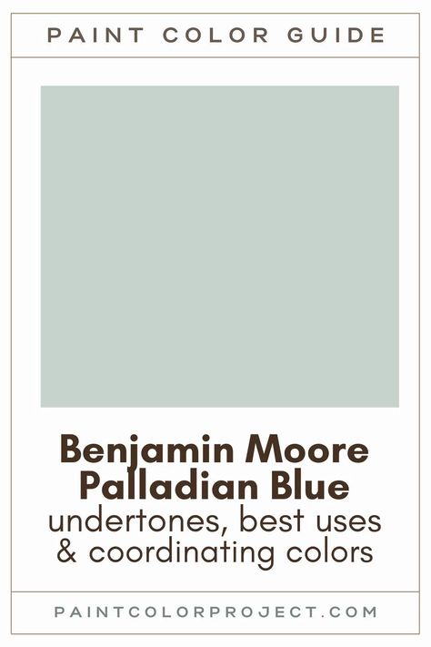 Looking for the perfect light to mid-toned blue paint color for your home? Let’s talk about Benjamin Moore Palladian Blue and if it might be right for your home! Benjamin Moore Palladian Blue Bathroom, Palladian Blue Benjamin Moore Bathroom, Palladian Blue Benjamin Moore Color Schemes, Benjamin Moore Baltic Sea, Palladium Blue Benjamin Moore Bedroom, Palladian Blue Complimentary Colors, Home Office Paint Colors Benjamin Moore, Palladian Blue Benjamin Moore Kitchen, Palladian Blue Coordinating Colors