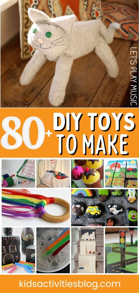 80+ DIY Toys to Make. Don’t spend a ton of money on toys when you can make toys for kids. Toy making crafts are so fun and there are easy homemade toy ideas from baby toys, STEM toys, pretend play toys and more fun toys for kids! We’ve gathered the best DIY toys we could find. Boy Toys To Make, Wooden Toys To Make For Kids, Making Toys From Recycled Materials, Toy Ideas For Toddlers, Old Fabric Ideas, Making Toys For Kids Diy Ideas, Felt Toys For Boys, Home Made Toys For Toddlers, Easy Toys To Make For Kids