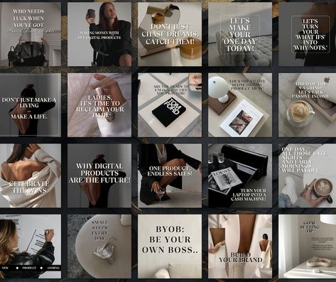 Luxury Aesthetic Social Media Feed Templates For Faceless Instagram Accounts. Luxury Rich Girl Vibes for Digital Marketing With Done For You Quotes Aesthetic Instagram Accounts, Faceless Instagram, Cash Machine, Chasing Dreams, Marketing Guide, Social Media Quotes, Instagram Template, Social Media Template, Instagram Aesthetic