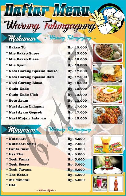 Batade 31 Gratis Download Daftar Menu Makanan Cdr Minuman Makanan Desain Menu