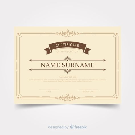 Free vector decorative vintage certifica... | Free Vector #Freepik #freevector #vintage-certificate #graduation-certificate #certificate-recognition #certificate-achievement Vintage Certificate, Green Certificate, Photography Gift Certificate, Certificate Design Template, Awards Certificates Template, Certificate Of Appreciation, Kids Pottery, Gift Certificate Template, Certificate Design