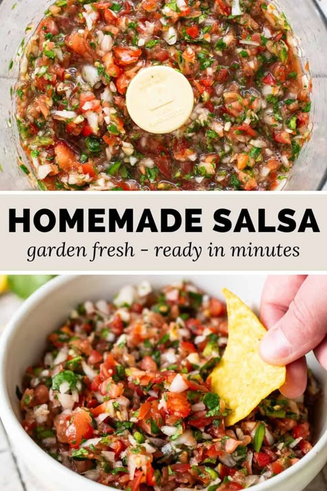 Ready in only 5 minutes, this quick and easy homemade salsa recipe is better than store-bought or restaurant-style versions. You only need 6 simple ingredients and plenty of tortilla chips to enjoy this sweet, spicy, and citrusy fresh salsa. Fresh Salsa Recipe Homemade, Chunky Salsa Recipe, Roasted Salsa Recipe, Best Homemade Salsa, Easy Homemade Salsa Recipe, Isabel Eats, Tomato Salsa Recipe, Easy Homemade Salsa, Fresh Salsa Recipe