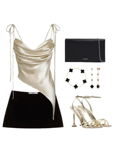 Gold Black Outfit Parties, Club Outfits For Summer, Outting Outfits Night, Fancy Clubbing Outfits, Night At The Club Outfit, Clubbing Dress Outfits, Dresses For The Club Night, Outfits To Go Out At Night Club Fashion, Gold Outfits For Women Casual