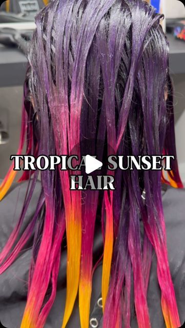 Different Hair Dye Colors, Red Violet Hair Color With Highlights Purple Ombre, Pixel Hair Color, Rainbow Hair Sectioning, 4 Color Hair Dye Ideas, Vivid Bob Hair, Curly Hair Color Ideas Blue, Pravana Magenta Hair, Vibrant Curly Hair Color