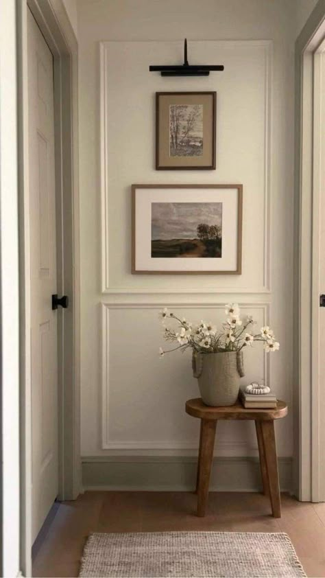 Older Style Homes Interior Design, Minimal European Interior, Cottage Modern House Interior, Modern Cottage Core House, Cottage Modern Interior, Modern Cottage Homes Interiors, Cozy Entryway Ideas, Small Entryway Ideas Apartment, Small Area Decor