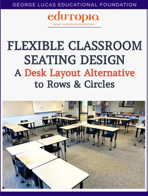 Arranging desks in L-shaped groups has advantages for both the students and the teacher. L Shaped Classroom Layout, Classroom Configurations Student Desks, High School Seating Arrangements Desks, 21st Century Classroom Layout, Kindergarten Desk Arrangement, Class Seating Arrangements, Triangle Desk Arrangement Classroom, Desk Layout Classroom, Student Desks Arrangement