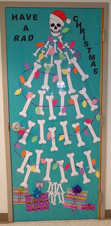 2019- Created by my co-workers and I at CRMC ( COFFEE REGIONAL MEDICAL CENTER) in South Georgia - by the NIGHT SHIFT, aka the "SKELETON CREW"... Hope y'all enjoy it as much as we had FUN making it. MERRY CHRISTMAS!! Christmas Work Door Decorating Contest, Medical Door Decorating Contest, Christmas Medical Office Decorations, Medical Christmas Door Decorating Contest, Medical Clinic Christmas Decorations, Medical Christmas Door Decorations, Christmas Door Decorations Medical, Radiology Christmas Door, Medical Christmas Decorations