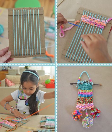 فن النسيج, Weaving For Kids, Crafty Kids, Bookmarks Printable, Weaving Projects, Craft Club, Camping Crafts, Childrens Crafts, Loom Weaving